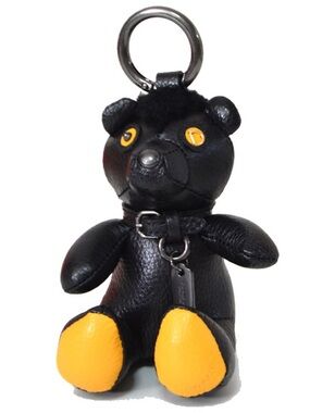 For Collectors, Rare Black Leather Coach Mohawk Bear Charm NWT